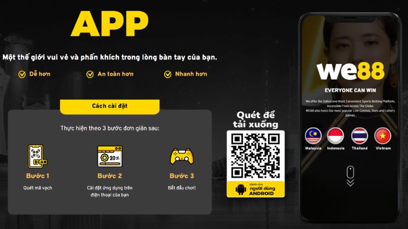 Chọn hình thức tải app WE88