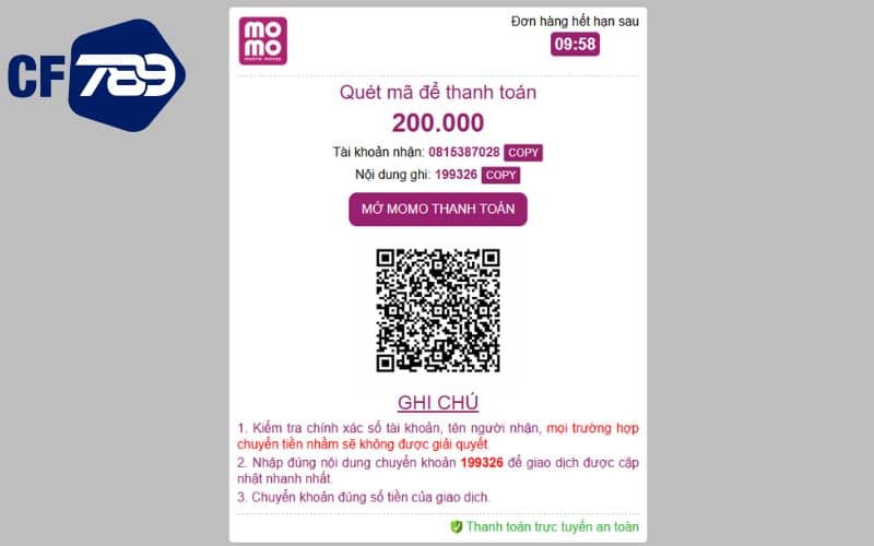 Mở ứng dụng MOMOPay và nạp vào số tài khoản hoặc mã QR Mở ứng dụng MOMOPay và nạp vào số tài khoản hoặc mã QR