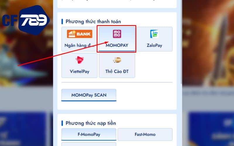 Phương thức thanh toán chọn vào MOMOPay Phương thức thanh toán chọn vào MOMOPay