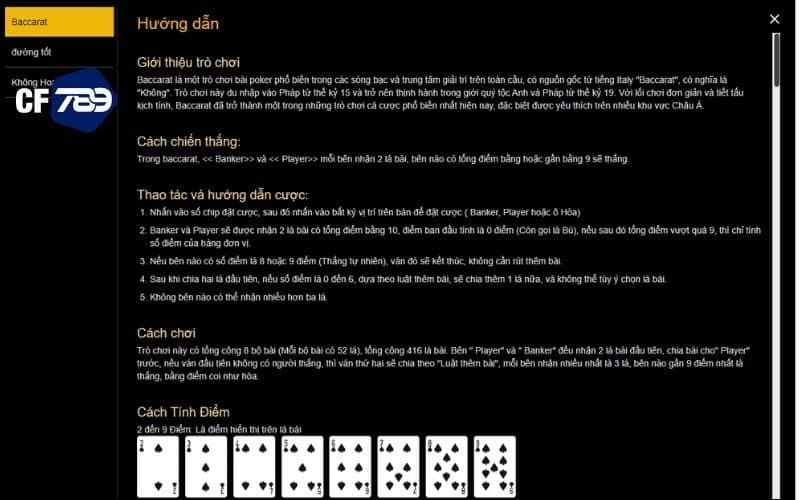 Baccarat online tại CF789 chuẩn luật chơi truyền thống Baccarat online tại CF789 chuẩn luật chơi truyền thống