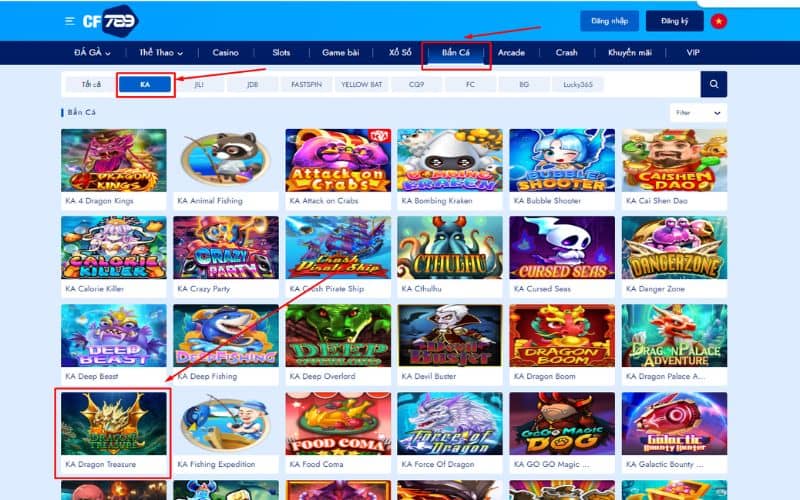 Các bước chơi kho báu rồng tại CF789 Các bước chơi kho báu rồng tại CF789