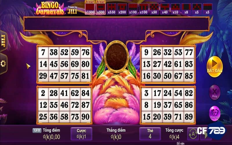 Giao diện đặt cược xổ số Bingo tại CF789 Giao diện đặt cược xổ số Bingo tại CF789