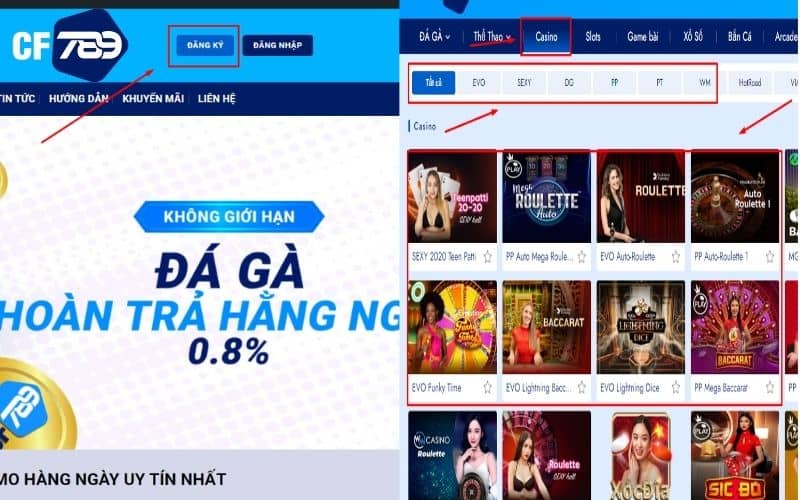 Hướng dẫn các bước tham gia casino CF789 Hướng dẫn các bước tham gia casino CF789