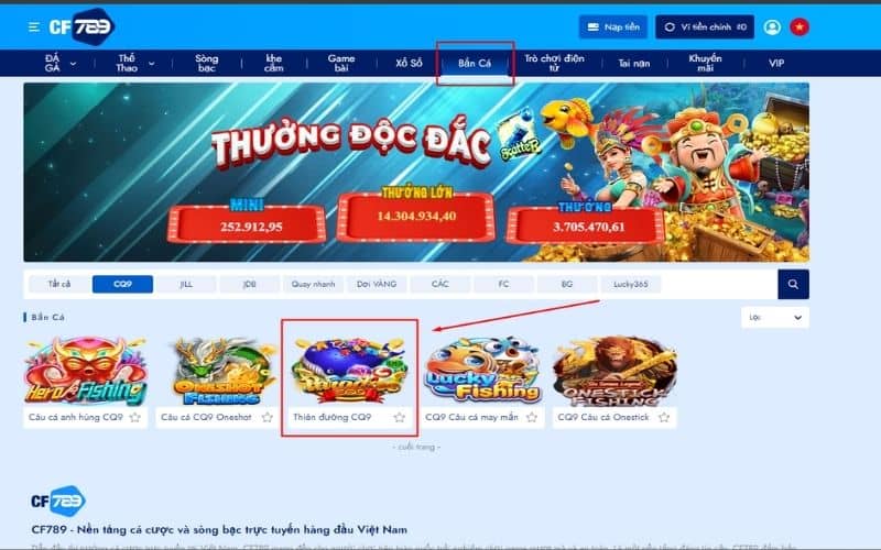 Các bước tham gia bắn cá thiên đường tại CF789