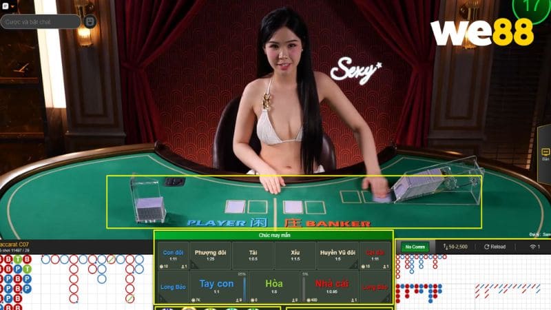 Các thao tác có trong giao diện đặt cược baccarat online