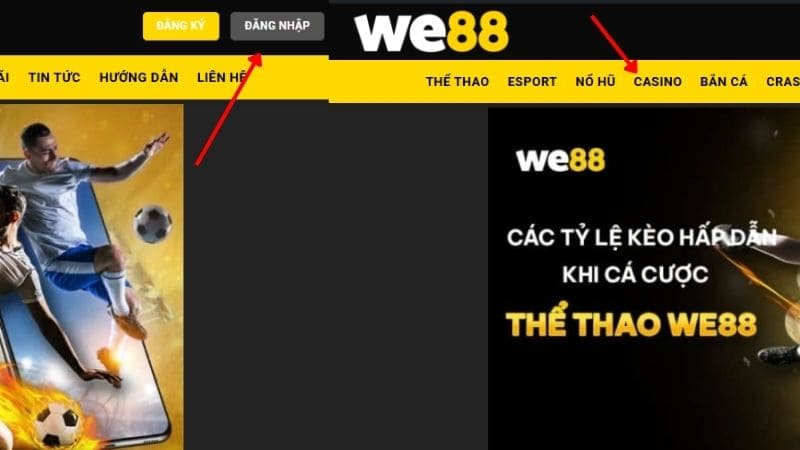 Hướng dẫn các bước tham gia casino WE88