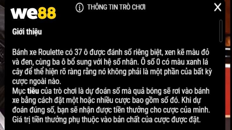 Luật chơi Roulette online tại WE88